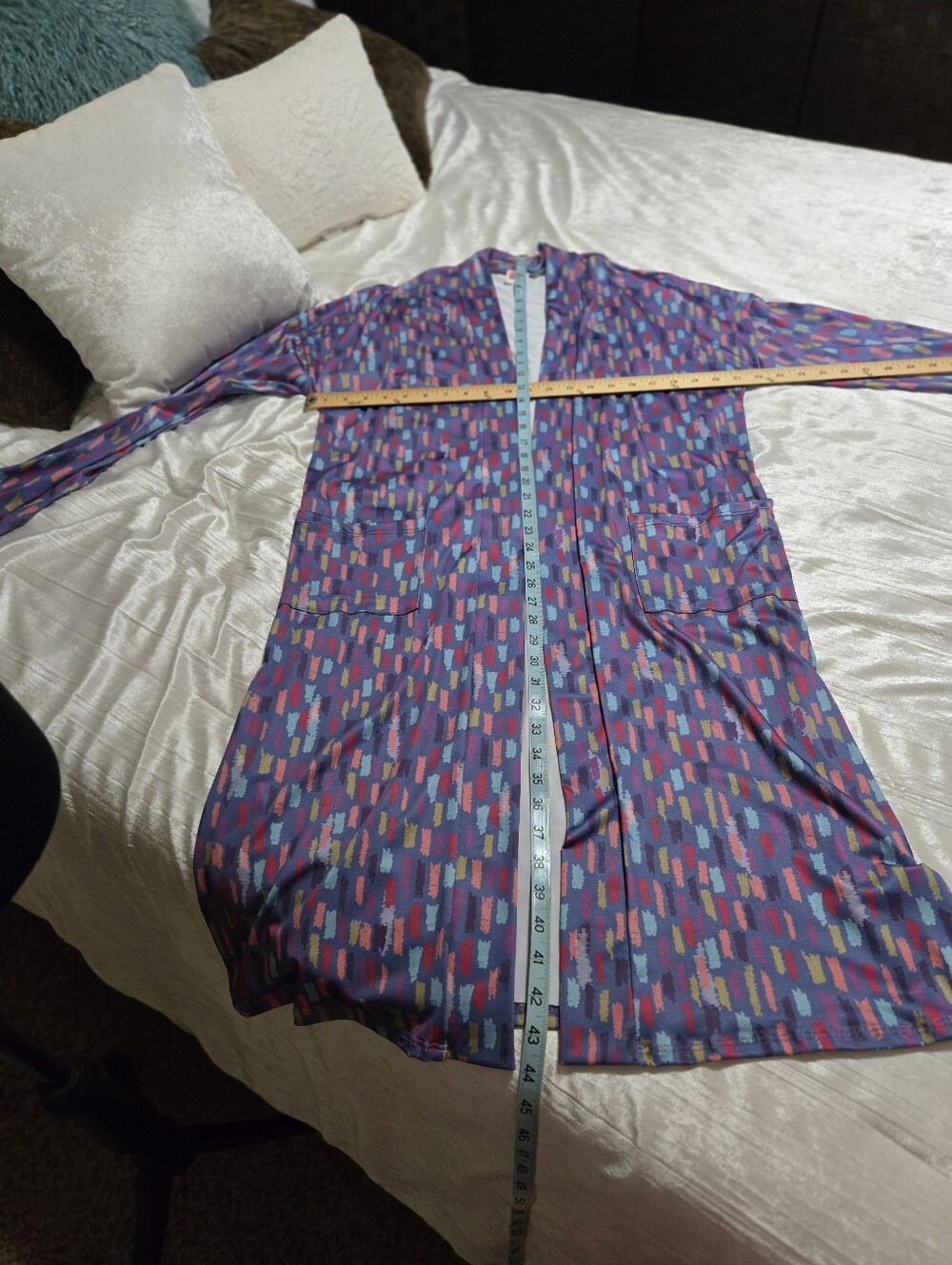 Long Open Duster Cardigan in Multicolor Geometric Print NWOT size Xl - Picture 5 of 8